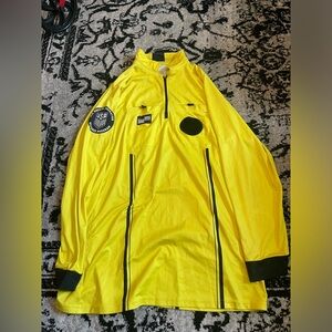 Official sports pro soccer referee Men's xl‎ Yellow Jersey uniform zip